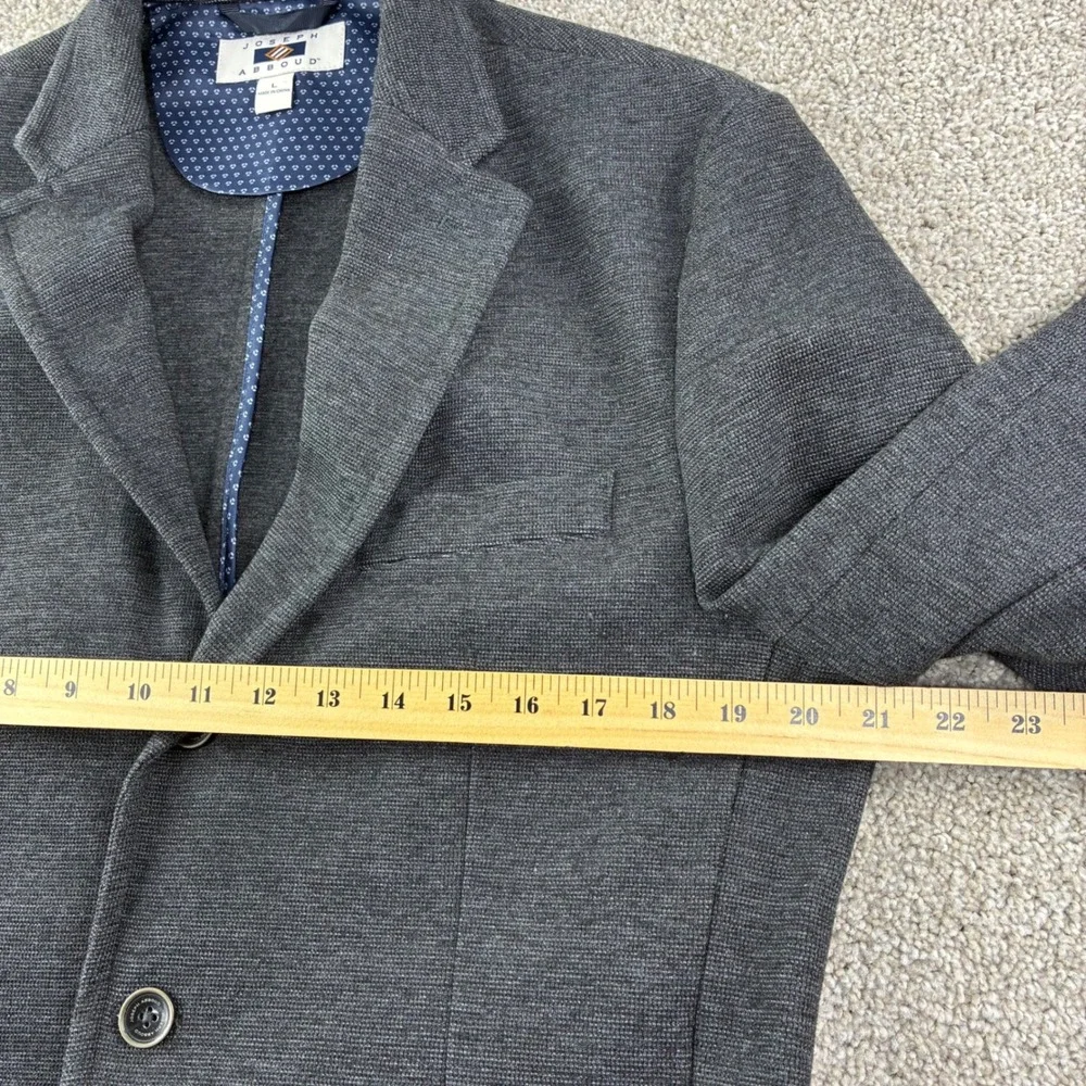 Joseph Abboud Mens‎ L Gray Textured Knit Blazer Sport Coat Elbow Patches Career